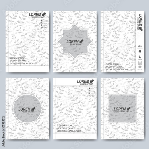Modern vector templates for brochure  flyer  cover magazine or report. Business  science  medicine and technology design. Clean  background  with floral seamless wallpapers