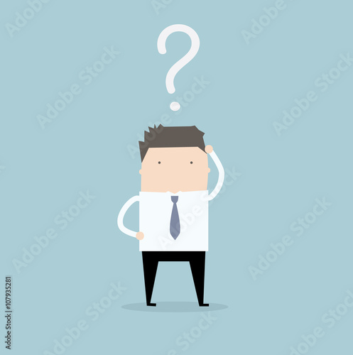 Thinking businessman questions. business concept icon.