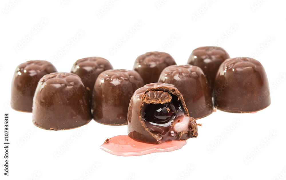chocolate candy with cherry isolated chocolate candy with cherry isolated