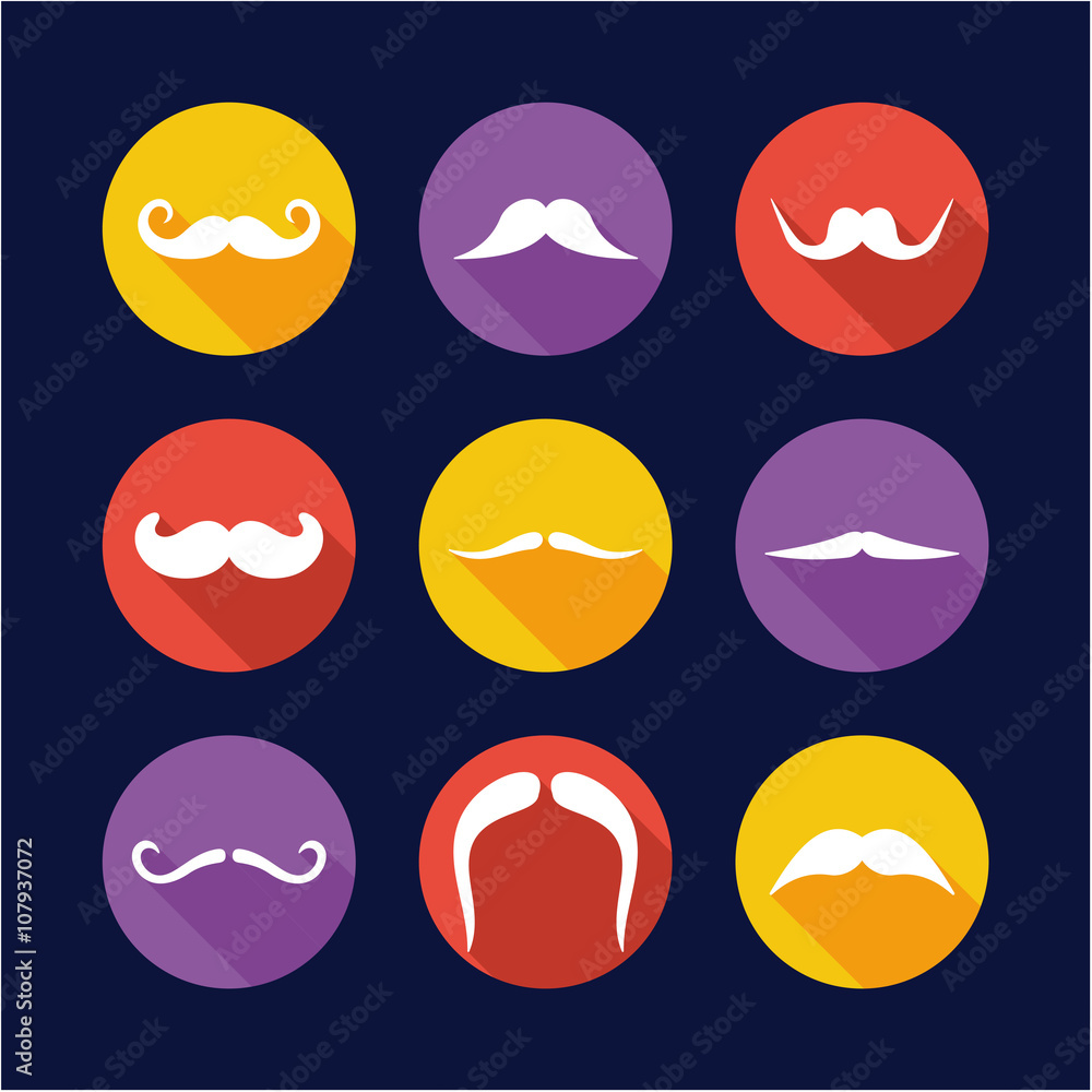 Mustache Icons Flat Design Circle Mustache Icons Flat Design Circle