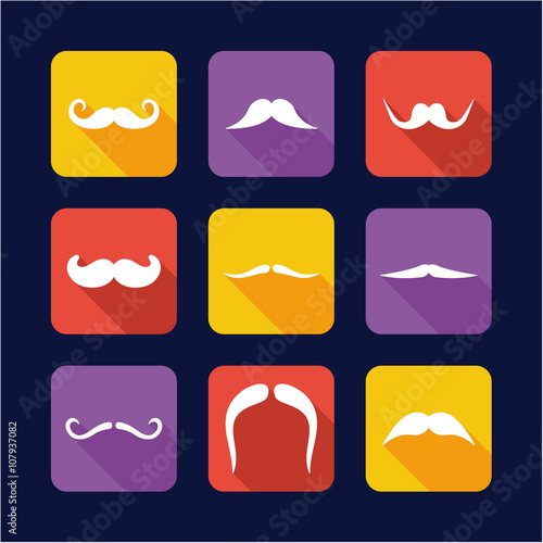 Mustache Icons Flat Design