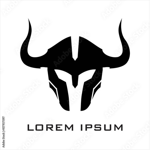 Horned Warrior. Warrior helmet. ancient warrior head.