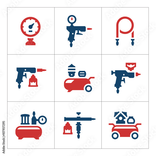 Set color icons of compressor and accessories