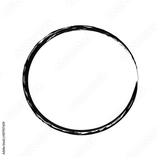 Black Chinese brush draw the symbol of Zen isolated on white background