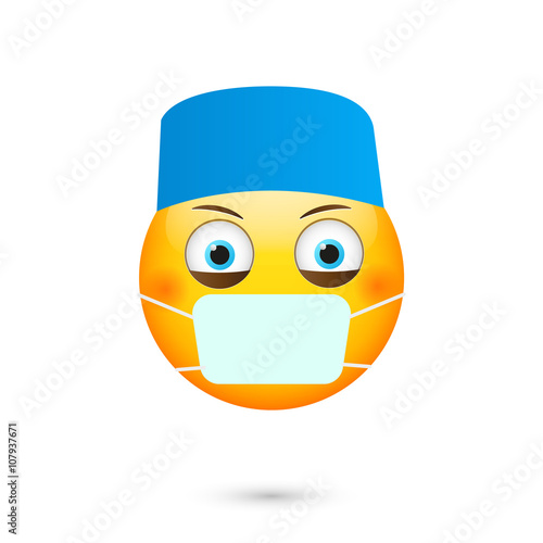 Emoticon for Labor Day. Emoticon surgeon doctor. Isolated vector illustration on white background