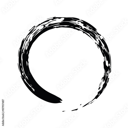 Black Chinese brush draw the symbol of Zen isolated on white bac