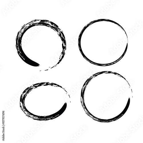 Black Chinese brush draw the symbol of Zen isolated on white bac