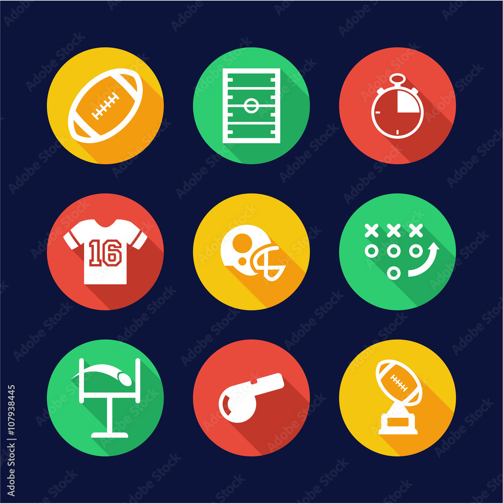 Football Icons Flat Design Circle Football Icons Flat Design Circle