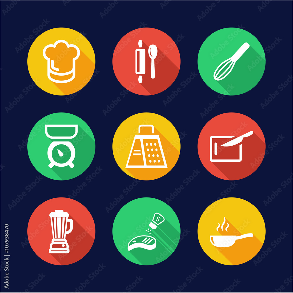 Cooking Icons Flat Design Circle Cooking Icons Flat Design Circle