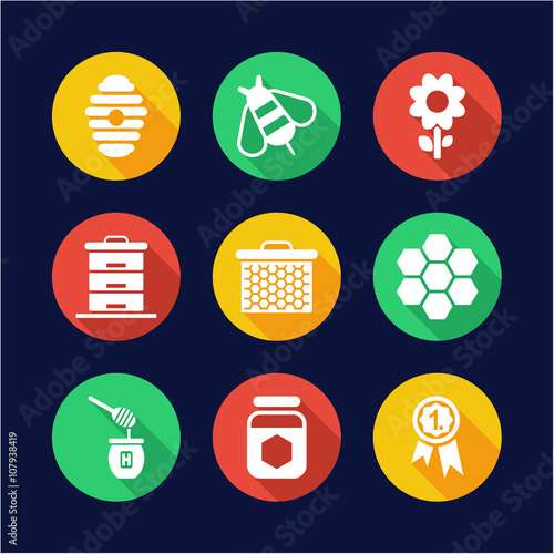 Honey Icons Flat Design Circle