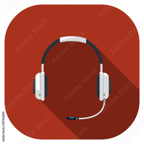 Communications Headset Flat Icon.
Vector illustration icon of communications technology.