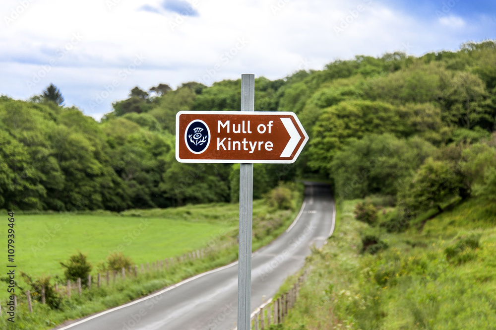 Traffic sign on the street: Mull of Kintyre