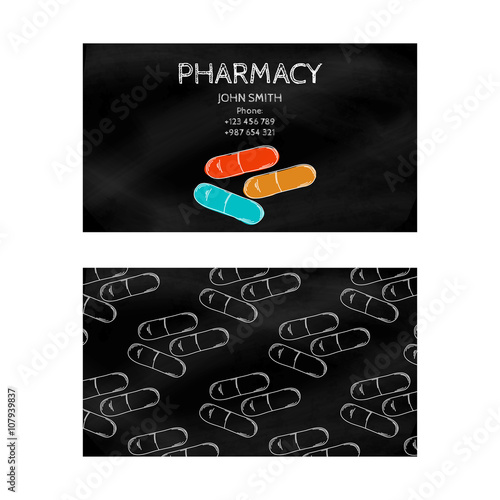 Template professional business cards for printing in the printing industry isolated on white background. Medical laboratory, pharmacy and pharmaceuticals. Vector