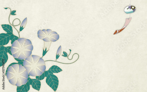 和風背景素材 朝顔と風鈴 Stock イラスト Adobe Stock