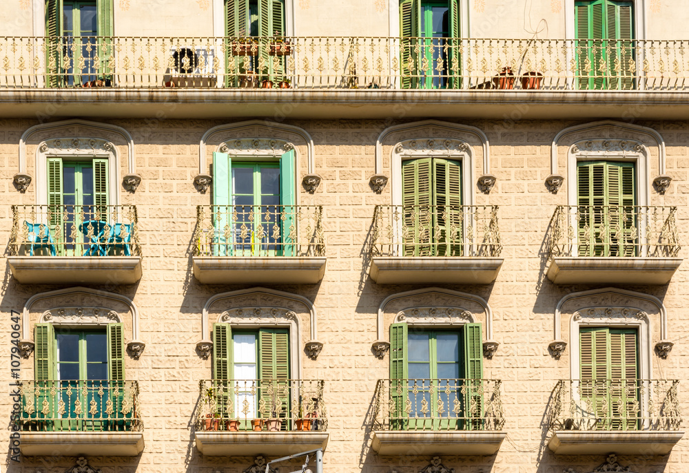 rows of balconies 
