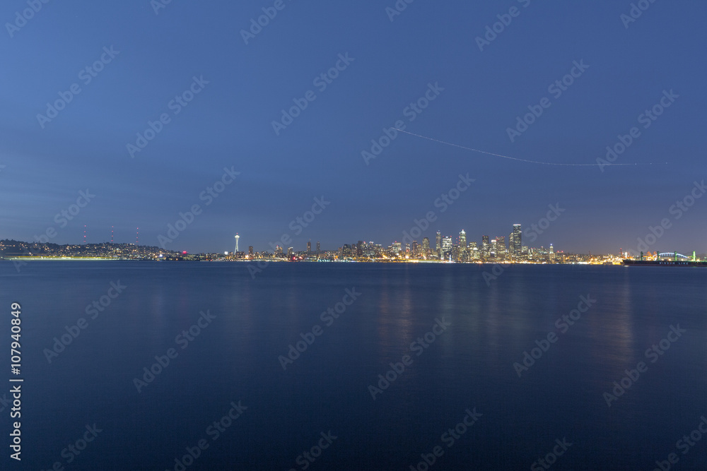 skyline of Seattle at night