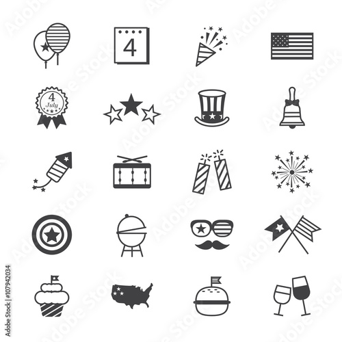 Independence Day Icons Line