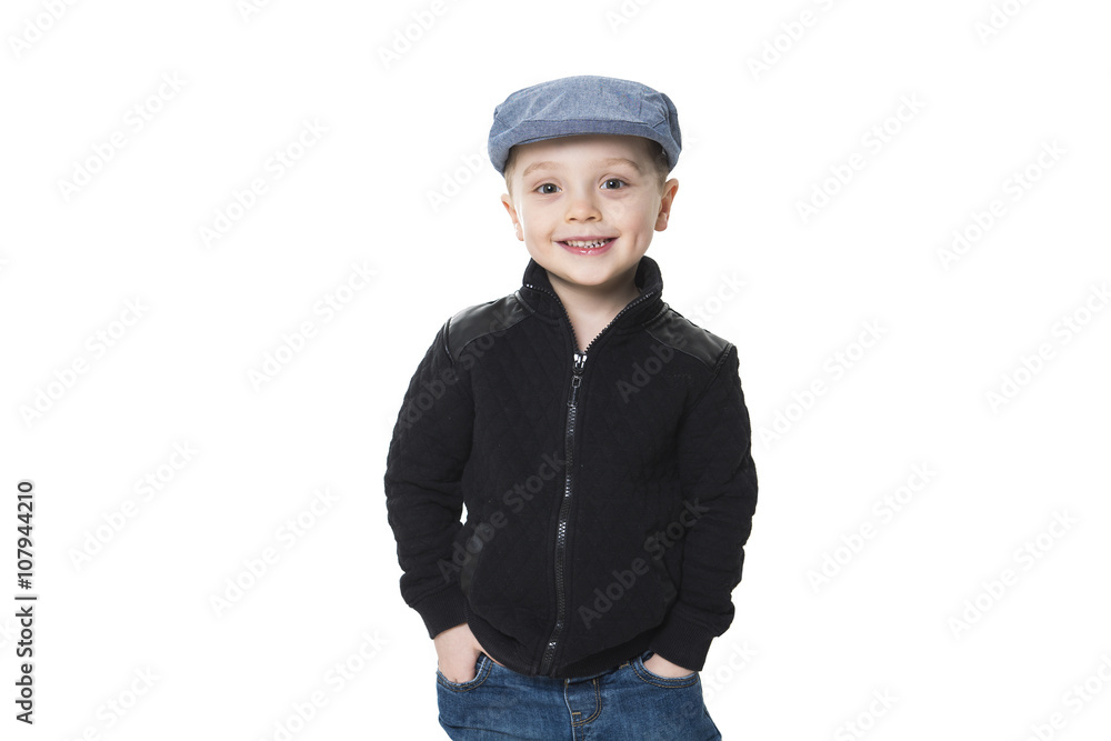 cute baby portrait on a white wearing hat cute baby portrait on a white wearing hat