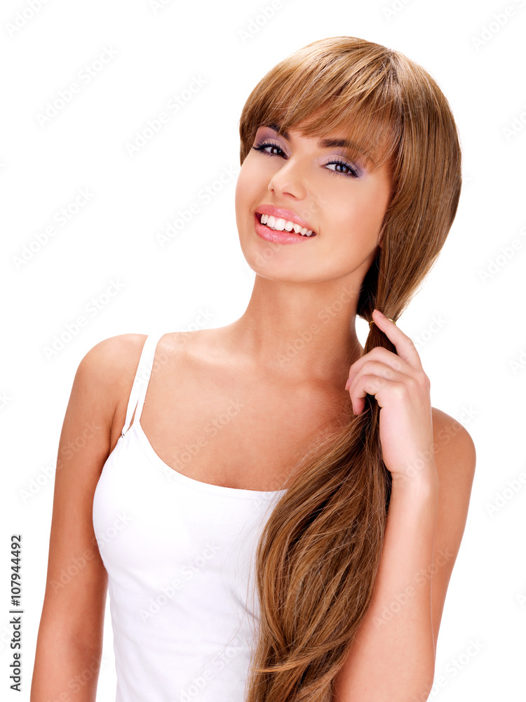 Face of a smiling beautiful indian woman with long hair Face of a smiling beautiful indian woman with long hair