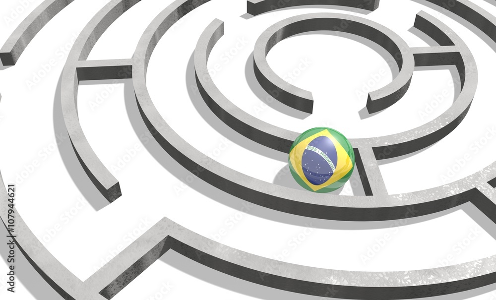 Sphere textured by Brazil flag inside the maze Sphere textured by Brazil flag inside the maze