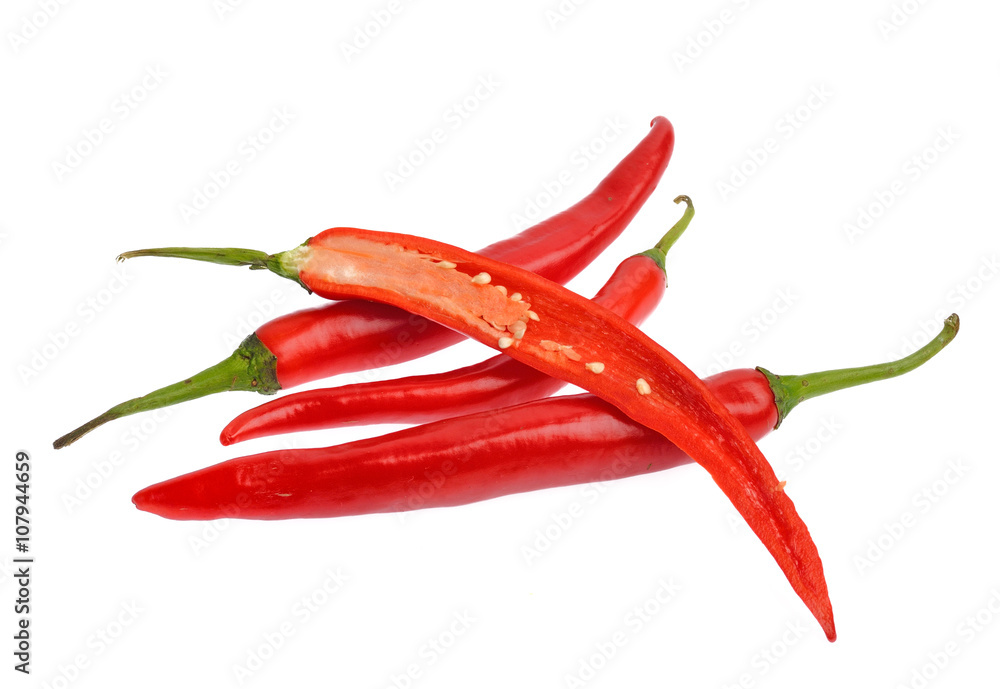 Red chili peppers isolated on white background Red chili peppers isolated on white background