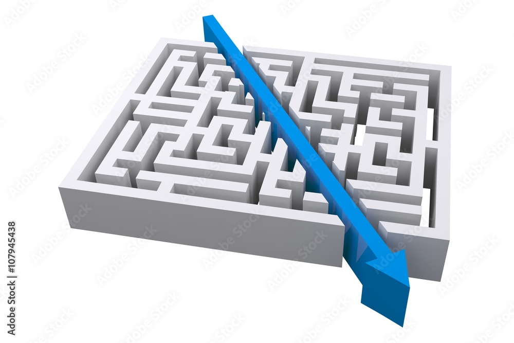 Composite image of arrow through maze Composite image of arrow through maze