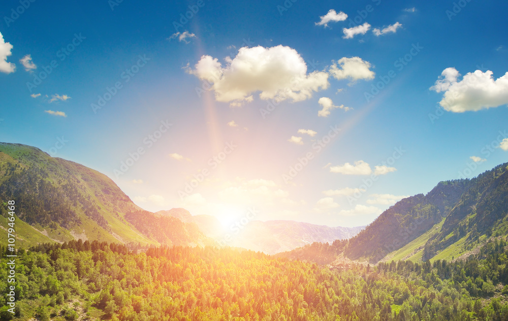 Obraz premium beautiful mountain landscape and sunrise