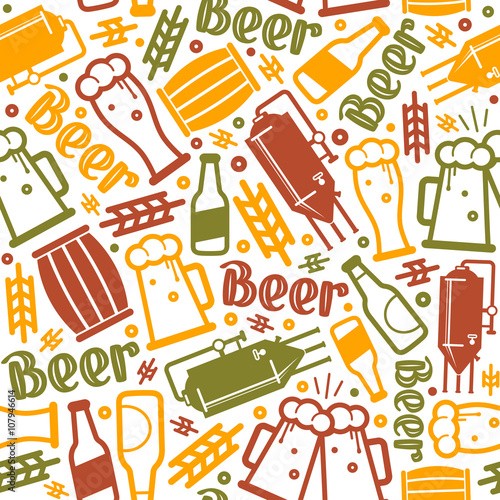 Craft beer brewery seamless pattern