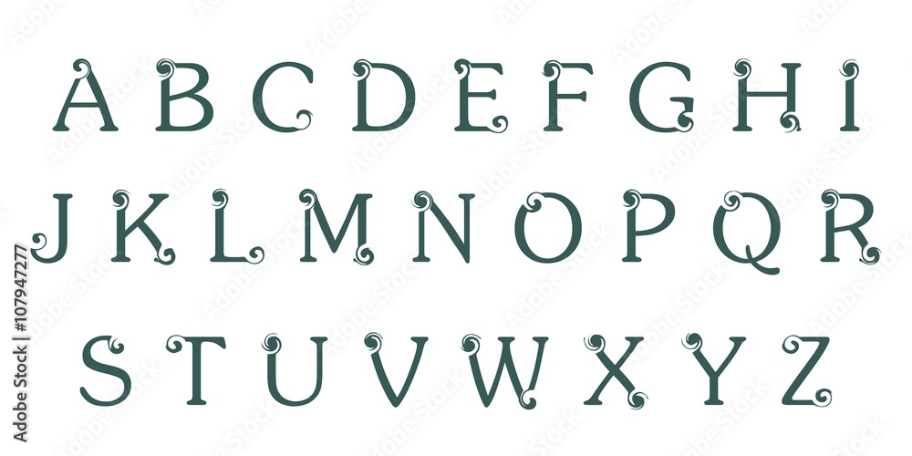 swirly alphabet, vector
