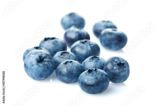 Heap of blueberries isolated on white background