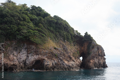 rock island with blue sea landscape view