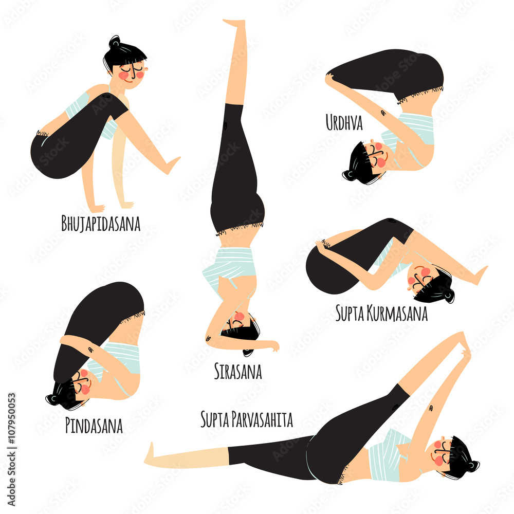 Premium Vector | Set of girls in different yoga poses isolated on a white  background