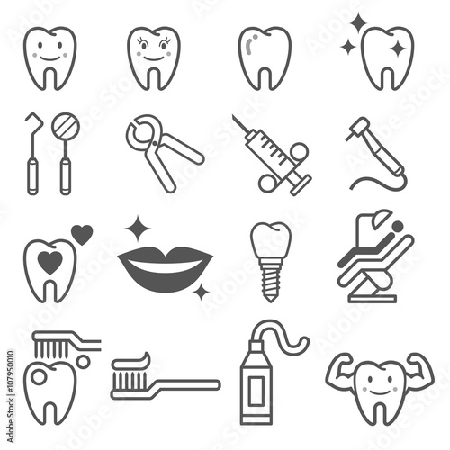 Dental tooth icons. Vector illustration.