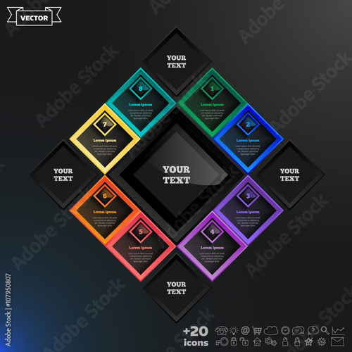 Vector infographics design with colorful rhombs.