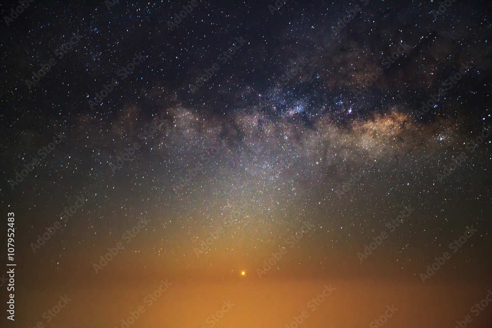 Naklejka premium Milky Way,Long exposure photograph, with grain