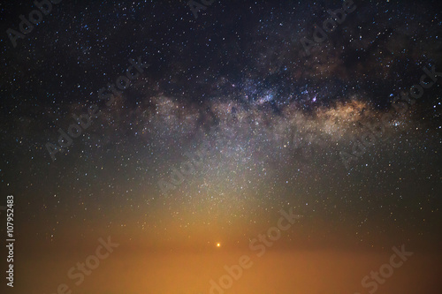 Milky Way,Long exposure photograph, with grain