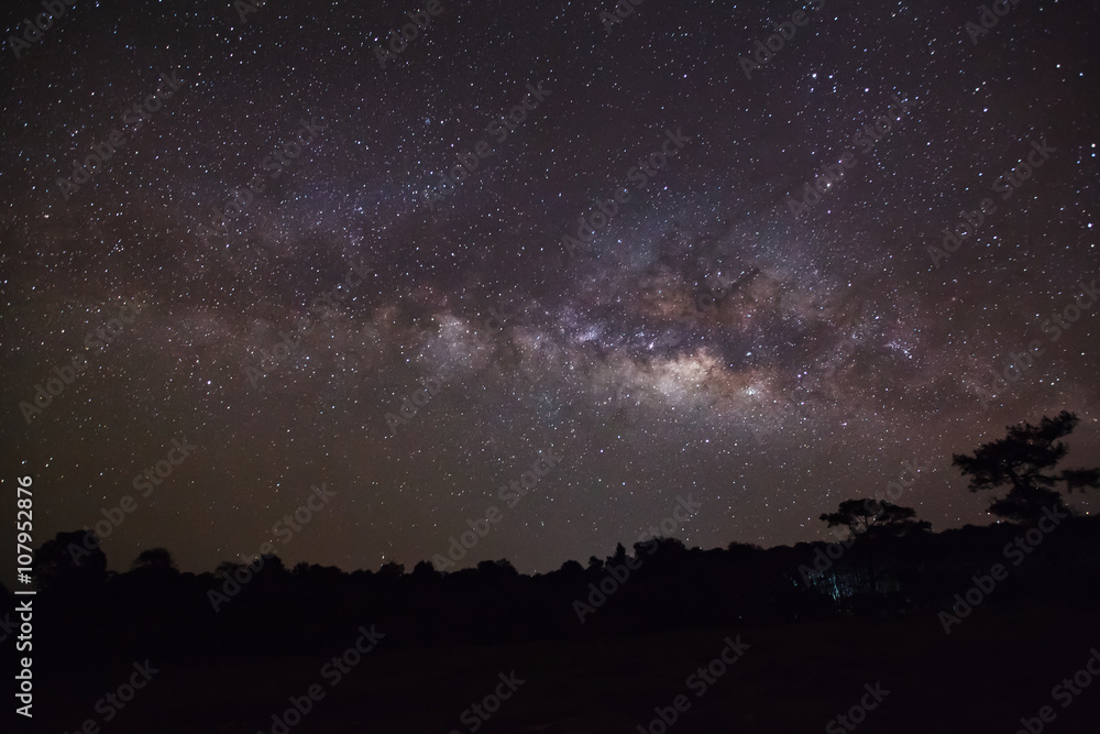 Milky Way galaxy, Long exposure photograph, with grain