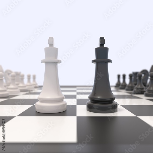 Two chess pieces on a chessboard