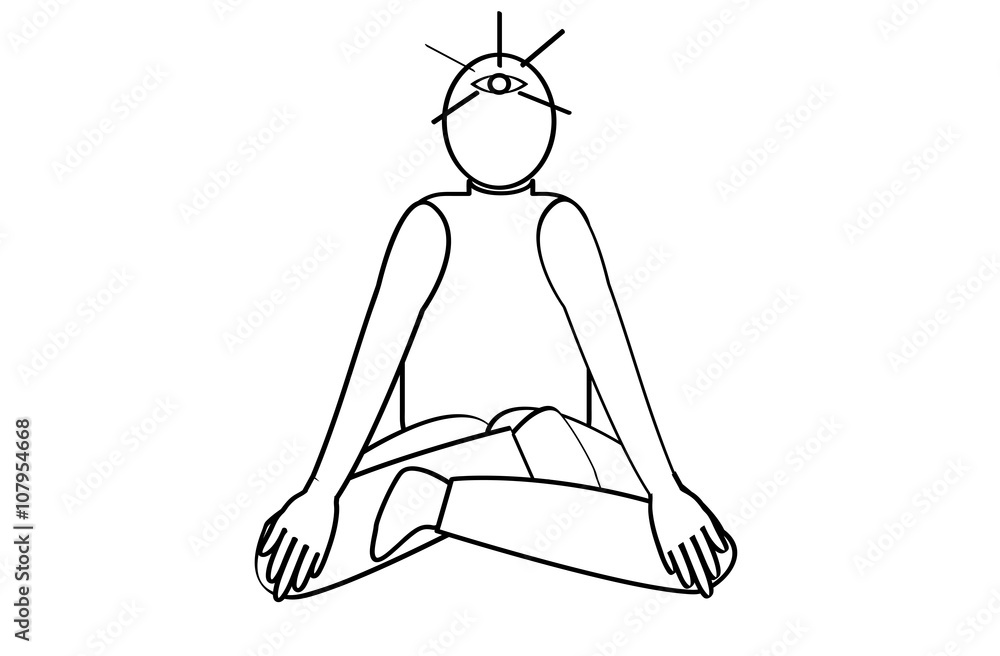 Open the third-eye meditation yoga vector illustration