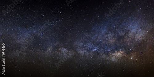 Panorama Milky Way Galaxy,Long exposure photograph, with grain