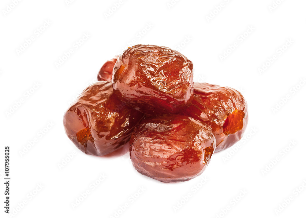 Sweet dried jujube isolated on white background