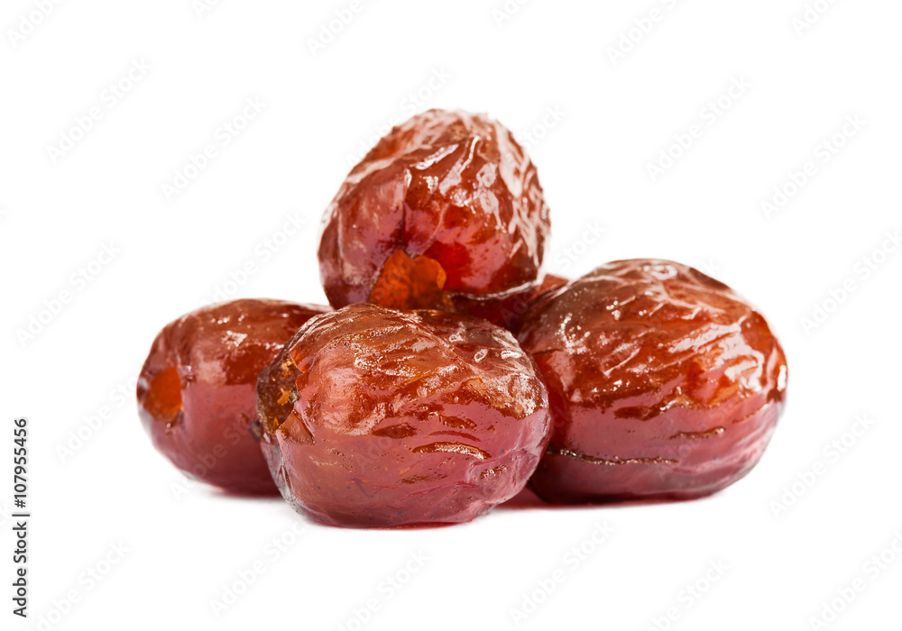 Sweet dried jujube isolated on white background Sweet dried jujube isolated on white background