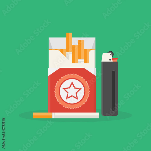 Cigarette pack and lighter