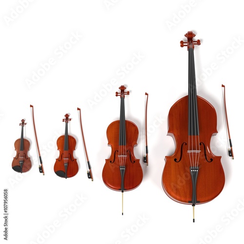 3d rendering of string musical instruments photo