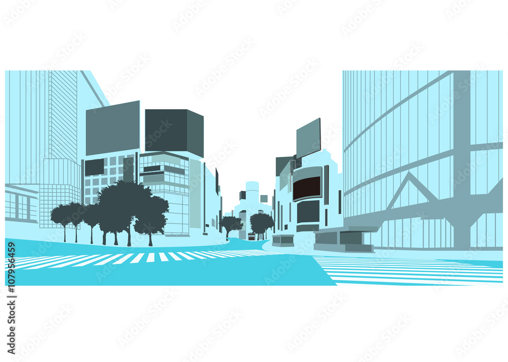 イラスト素材「渋谷の街並み」 Stock Illustration | Adobe Stock