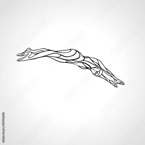 Swimmer Diving Into A Swimming Pool