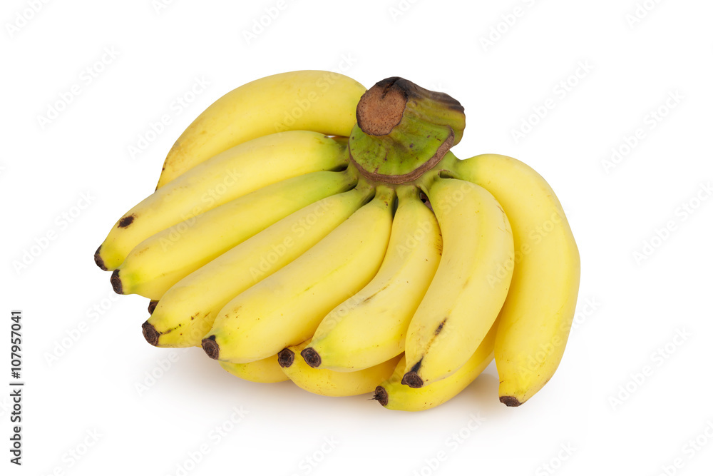 ripe bananas bunch isolated on white background