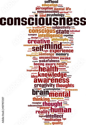 Consciousness word cloud concept. Vector illustration