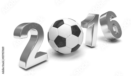 Fototapeta Naklejka Na Ścianę i Meble -  New Year 2016 and soccer ball. 3d rendering.
