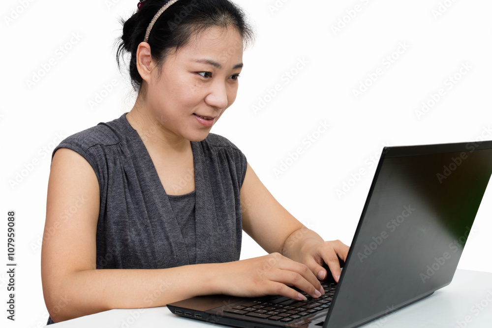 Asian Woman Using Laptop Computer Asian Woman Using Laptop Computer